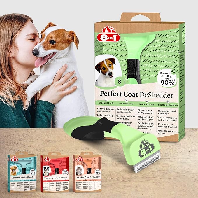 8in1 Perfect Coat DeShedder S - Undercoat brush for small dogs, dog brush suitable for short and long hair