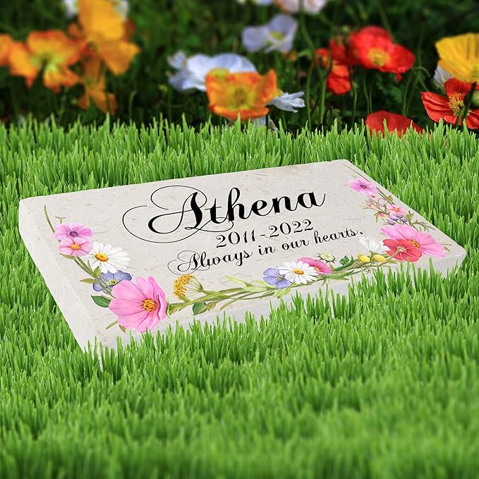 Personalized Pet Memorial Stone, 6x12 Custom Limestone Pet Grave Markers as Keepsake or Pet Remembrance, Thoughtful Pet Loss Gifts for Bereaved Pet Owners, Personalized Memorial Gifts (Athena)