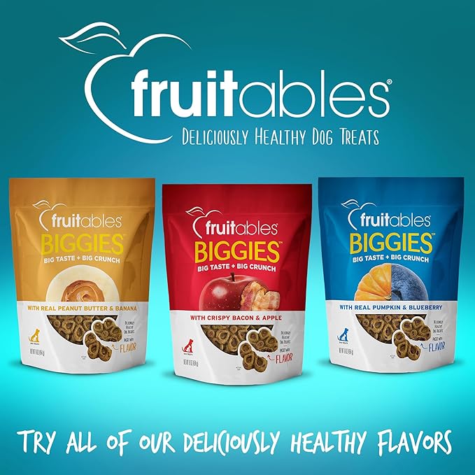Fruitables Biggies Dog Biscuits, Pumpkin Treats for Dogs, Healthy Doggie Biscuits, Crunchy Treats, No Wheat, Corn or Soy, Made in The USA, Almond Butter and Coconut Flavor, 16oz (Pack of 2)