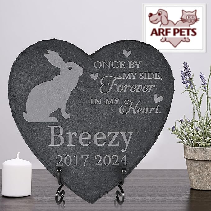 Personalized Pet Memorial, Rabbit Memorial Stone, Rabbit Tombstone, Rabbit Grave Marker, Rabbit Memorial Gifts, Rabbit Loss - Heart-Shaped