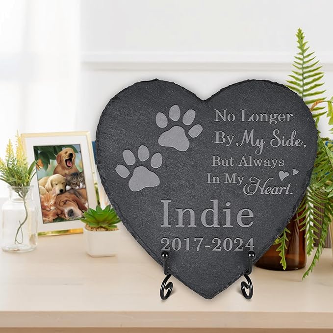Pet Memorial Stone Headstone for Pet - Memorial for Pet - Pet Keepsake - Loss of Pet - Pet Remembrance - in Memory of Pet (Heart-Shaped)