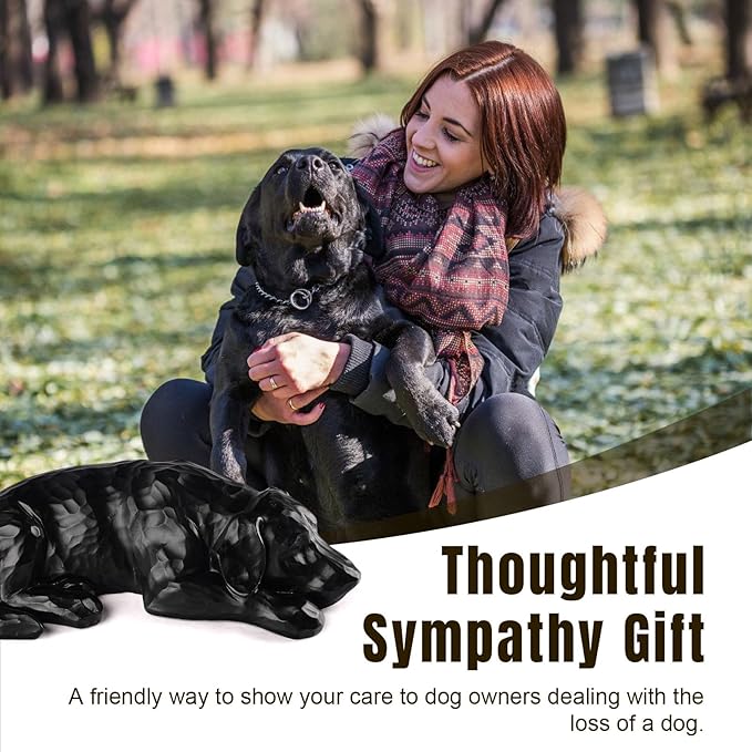VIPbuy Pet Urns for Dog Ashes - Resin Sleeping Dog Memorial Figurine Statue , Sympathy Gift for Pet Loss, Memory Keepsake for Pet Owners & Home Decor (Black)