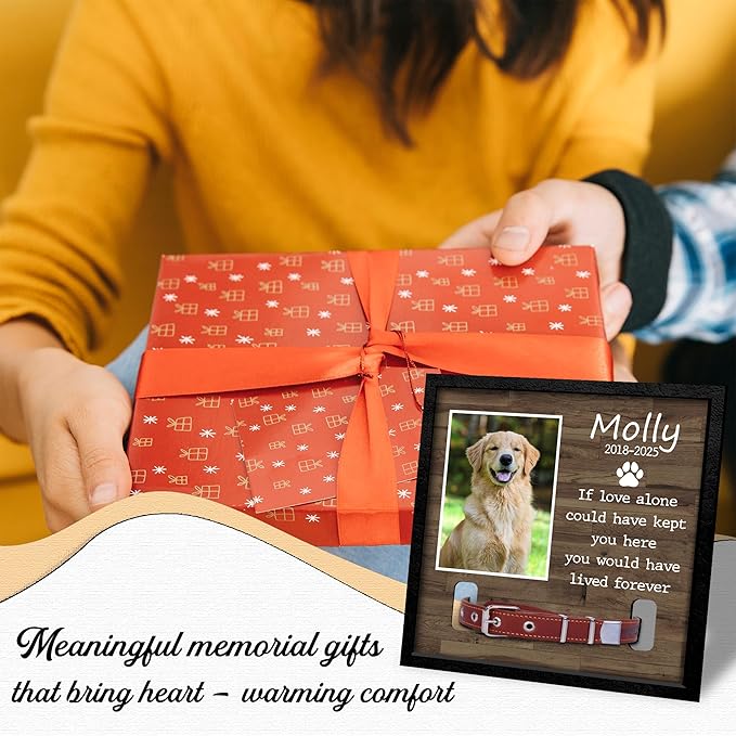 Dog Collar Memorial Frame with Photo β If Love Alone Could Have Kept You Here Quote β Pet Loss Picture Frame with Name and Year β Personalized Dog Memorial Gift with Collar Holder Display
