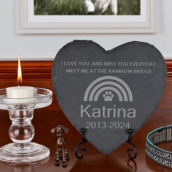 Pet Memorial Gifts, Pet Memorial Stone, Dog Memorial Stone, Dog Memorial Gifts for Loss of Dog, Cat Memorial Gifts, Pet Loss Gifts, Loss of Dog Sympathy Gift, in Memory of Pet - Love & Miss
