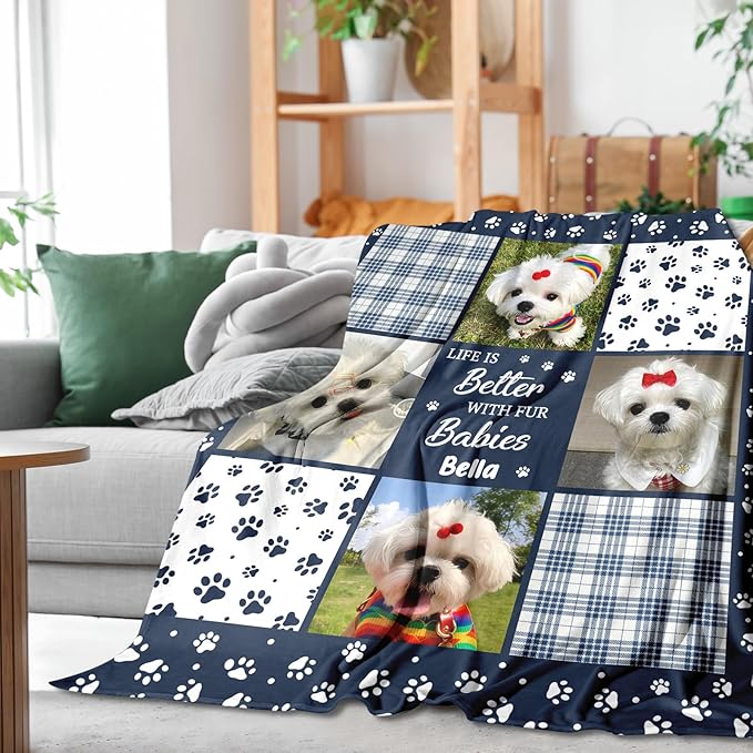 Pet Memorial Blanket Gift - Personalized Dog Memorial Blankets, Pet Sympathy Gifts for Loss of Dogs for Pets Lovers, Dog Bereavement Passing Away Gift, Custom Dogs Blanket (H)