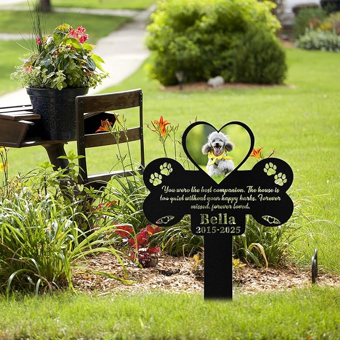 Custom Dog Grave Markers Outdoor, Personalized Pet Grave Marker Dog Memorial with Photo and Name, Outdoor Weatherproof Pet Cemetery Sign, Personalized Dog Memorial Gifts for Loss of Dog