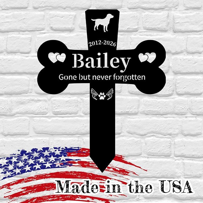 Personalized Dog Grave Marker Outdoor, Waterproof Memorial Cross for Dog Grave with Custom Name Dates, Garden Grave Markers for Dogs, Sympathy Gift for Loss of Pet