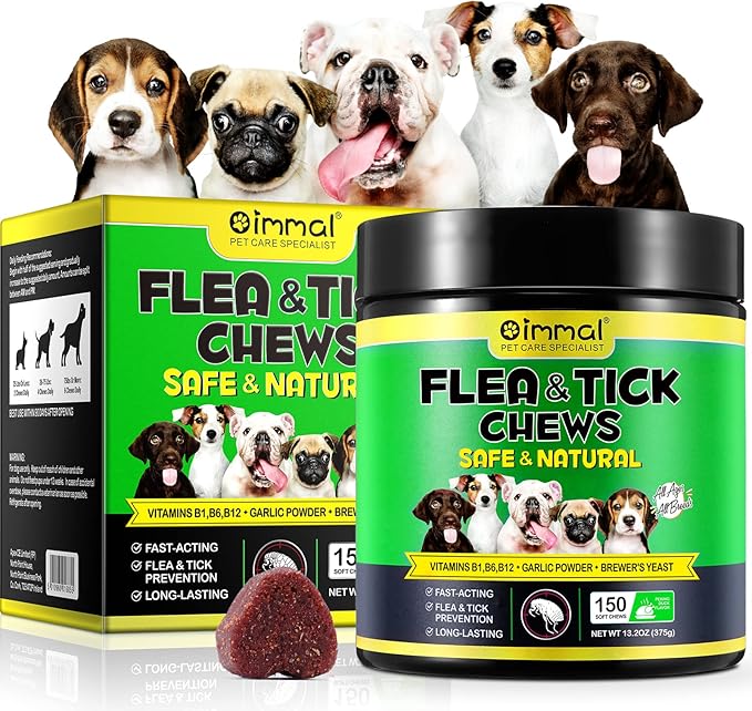 Flea and Tick Prevention for Dogs, 150PCS Chewable Flea and Tick Treats for Dogs (Peking Duck Flavor)