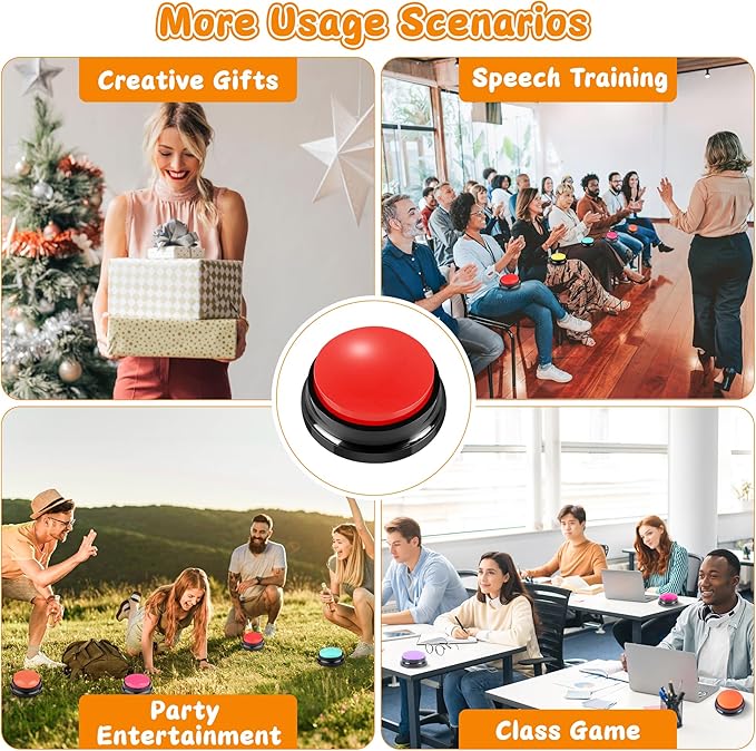 8 Color Dog Buttons for Communication,Voice Recording Button, Pet Training Buzzer, 30 Second Record & Playback, Gift for Dogs/Cats