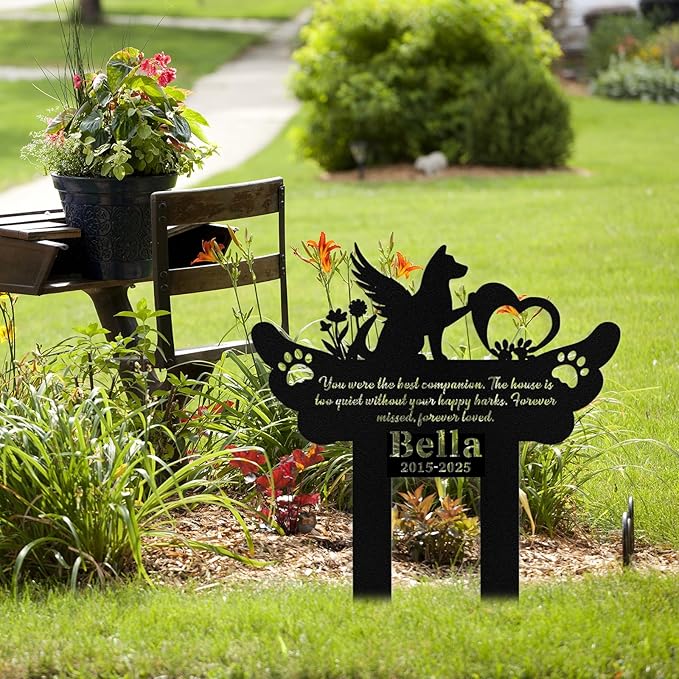 Custom Dog Grave Markers Outdoor, Personalized Pet Grave Marker Stake Dog Memorial, Outdoor Weatherproof Pet Cemetery Sign, Personalized Dog Memorial Gifts for Loss of Dog