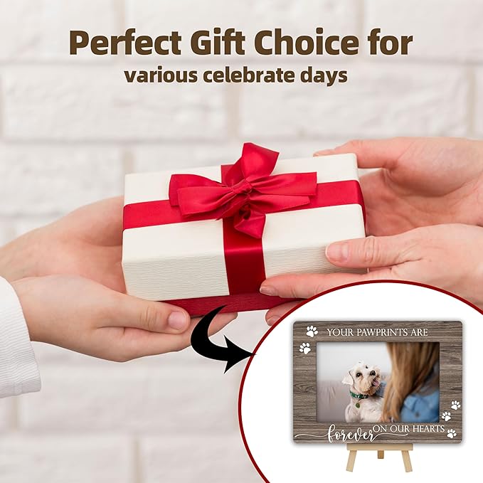 DETIHO Pet Dog 4x6 Picture Frame, Small Wooden Photo Frame with Easel Stand, Pet Memorial Gifts for Loss of Dog, Pet Loss Sympathy Gift-C20