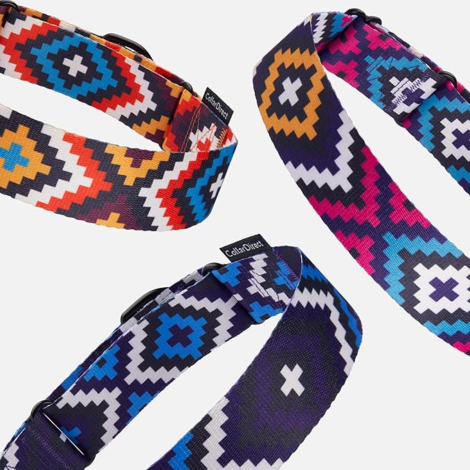 CollarDirect Aztec Martingale Collars for Dogs Heavy Duty Tribal Pattern Safety Nylon Training Collar Large Medium Small (Tribal, XL, Neck Size 19"-24")