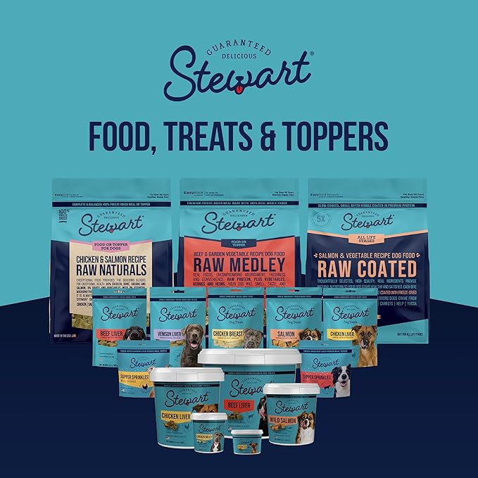 Stewart 100% Beef Liver Dog Treats, 2 oz Pouch, ~45 Pieces, Freeze Dried Raw, Single Ingredient, 50% Protein Training Treats or Meal Topper, Grain Free, Gluten Free