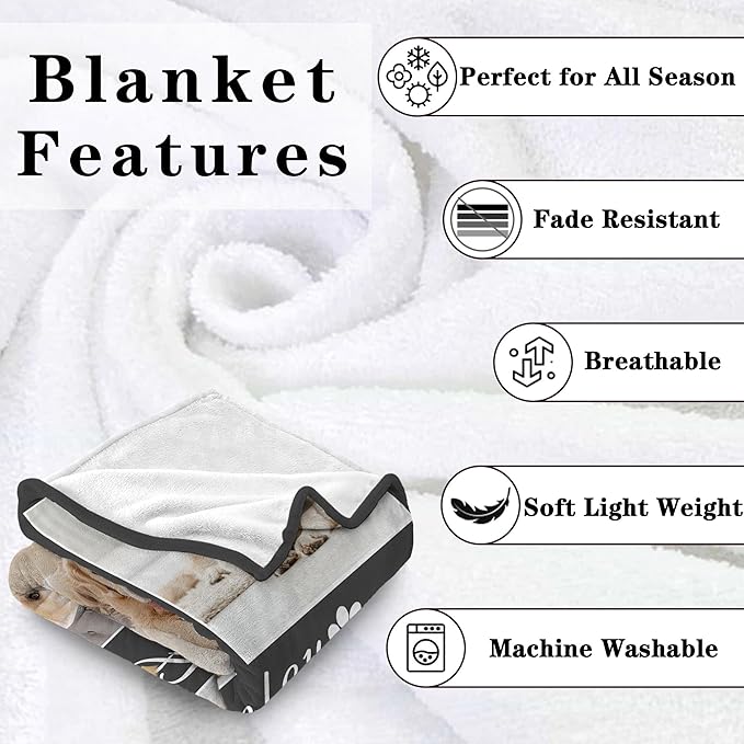 Funny DIY Personalized Pet Memorial Blanket with Photo Pet Memorial Gifts for Dogs Cats Loss of Dog Sympathy Gift Dog Bereavement Remembrance Pets Loss Gifts Custom Dogs Picture Blanket