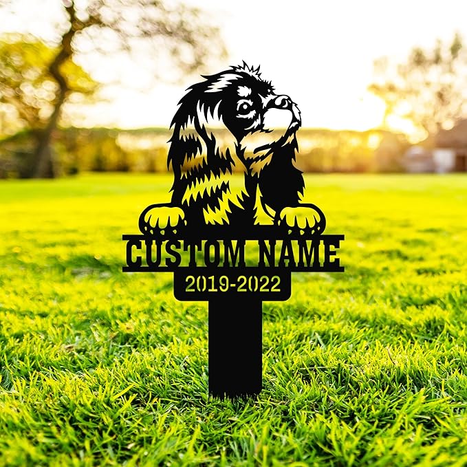 Grave Marker for Dogs Personalized, Memorial Metal Plaques, Pet Cross Stake for Outdoors, Cavalier King Charles Spaniel Memorial, Temporary Grave Marker for Dogs, Pet Loss Gifts