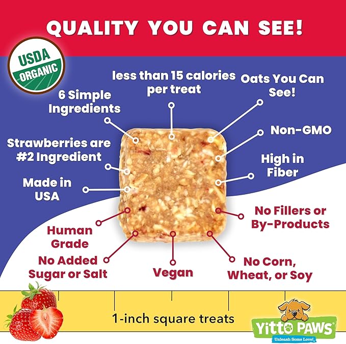 Organic Dog Treats – Crunchy, Strawberry & Peanut Butter Training Dog Biscuits – Vegan, Human-Grade, No Sugar Added – Healthy, All Natural – Made in USA, (8 oz)