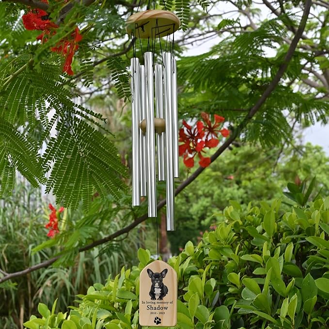 Dog Memorial Gifts, Jocidea Personalized Pet Memorial Wind Chime, Loss of Dog Sympathy Gift, Pet Remembrance Gifts, in Memory of Dog Cat, Loss of Pet - Heart Pawprint