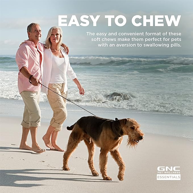 GNC Pets Essentials Dog Probiotic Soft Chews for Digestive Support, Bacon Flavor Daily Supplement with Prebiotics, Probiotics and Enzymes for Puppies and Adult Dogs in Reusable Jar, 60 Count