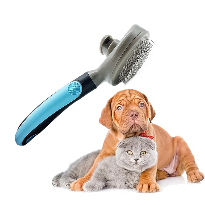 pet dog/cat necrotic, loose, knotted hair remove brush grooming comb with a self-clean button