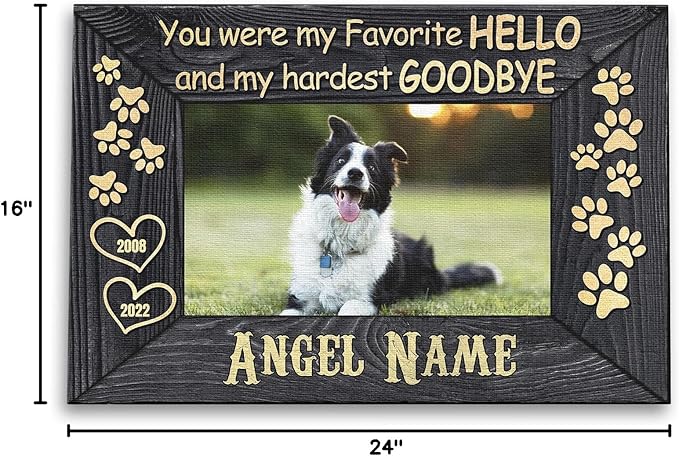 Dem Canvas Personalized Photo Canvas, Dog Loss Gifts, You Were My Favorite Hello, Pet Memorial Gifts, Dog Death Sympathy Gifts, Dog Passing Away Loss Canvas Dog Grieving Gifts (24x16)