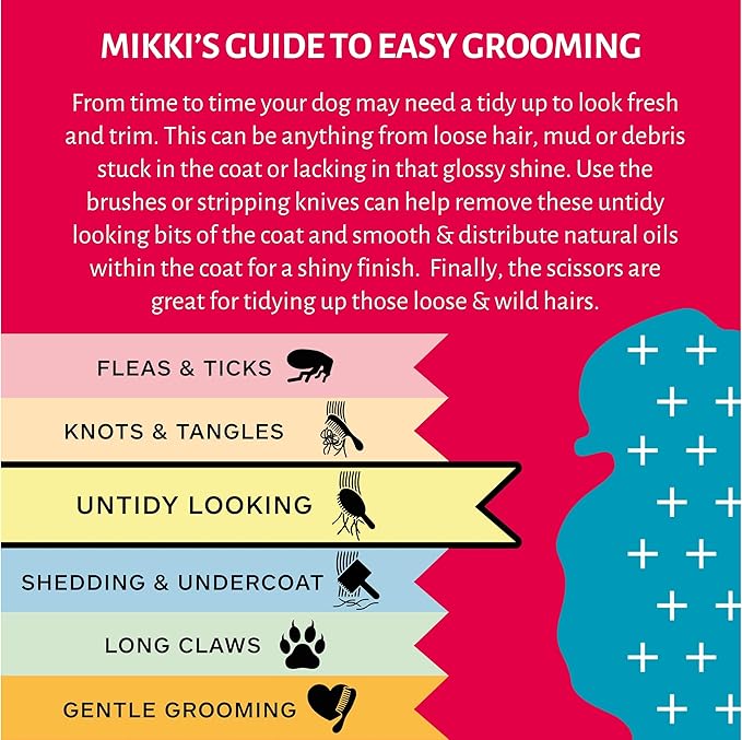Mikki Dog, Cat Combi Brush Removes Knots, Tangles -2 sided -Nylon and Ball Pin for Medium to Large Pet