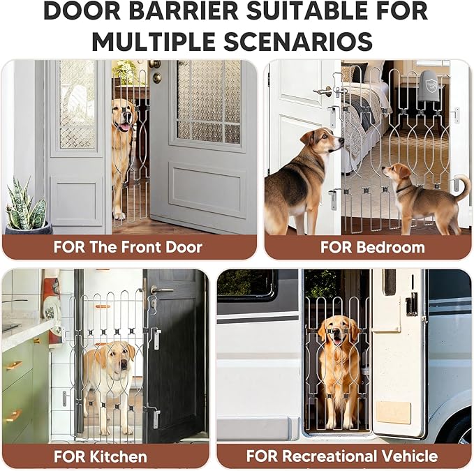 Snagle Paw Metal Retractable Door Barrier,Tall Safety Dog Gate for Front Door,Easy Install Retractable Pet Gate for Recreational Vehicle,Doorways,28.4" Wide 35"