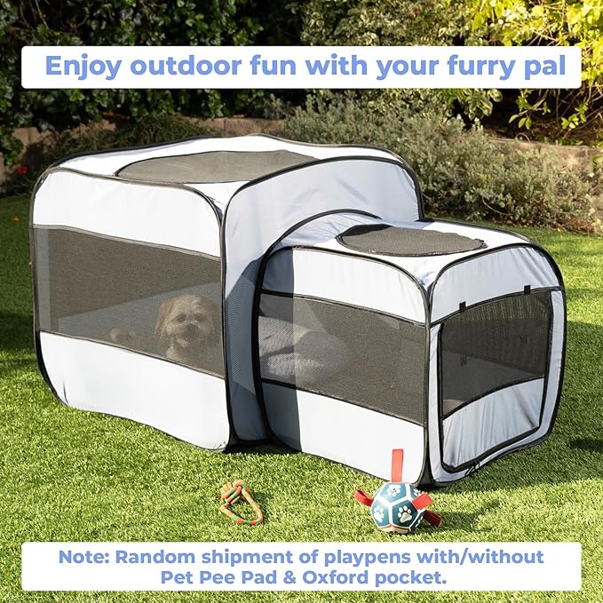 EighteenTekยฎ 2-in-1 Portable Cat Playpen(End Doors), Pop up Kitten Playpen, Assembly-Free, Pet Tent Crates Kennel Cage Enclosure for Dog Puppy Indoor Outdoor(No Divider, Unified Space)