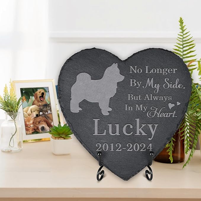 Dog Memorial Stone Dog Headstone - Memorial for Dog - Keepsake for Dog - Loss of Dog - Pet Remembrance Dog - in Memory of Dog (Heart-Shaped)