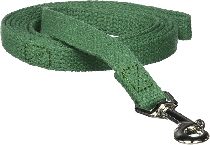 Cotton Dog Training Lead, 6ft, Green, Soft Woven Dog Training Leash for Obedience, Recall, and Control Training