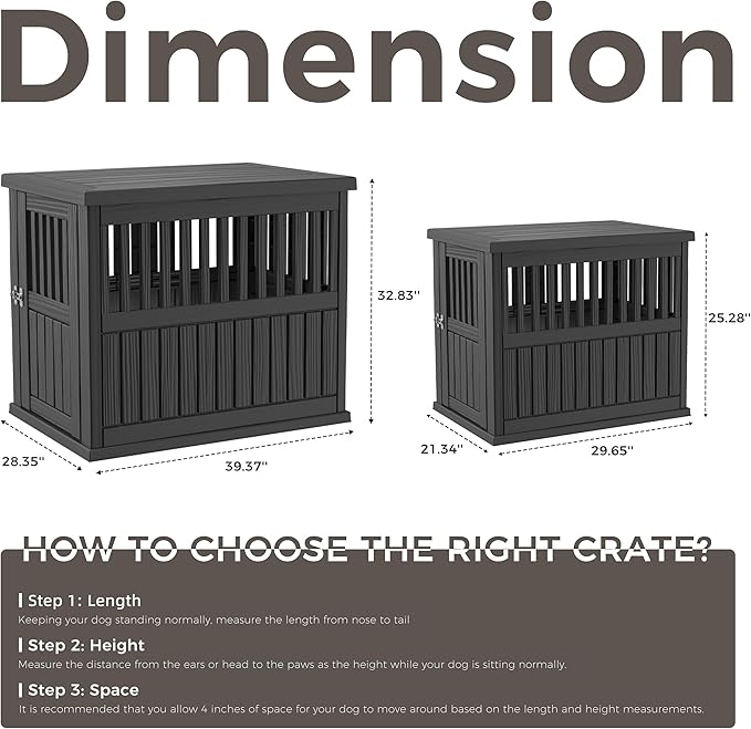 Durable Dog Crate Furniture with Lockable Door,Dog House Indoor for Small Medium Large Dogs (Black, Large)