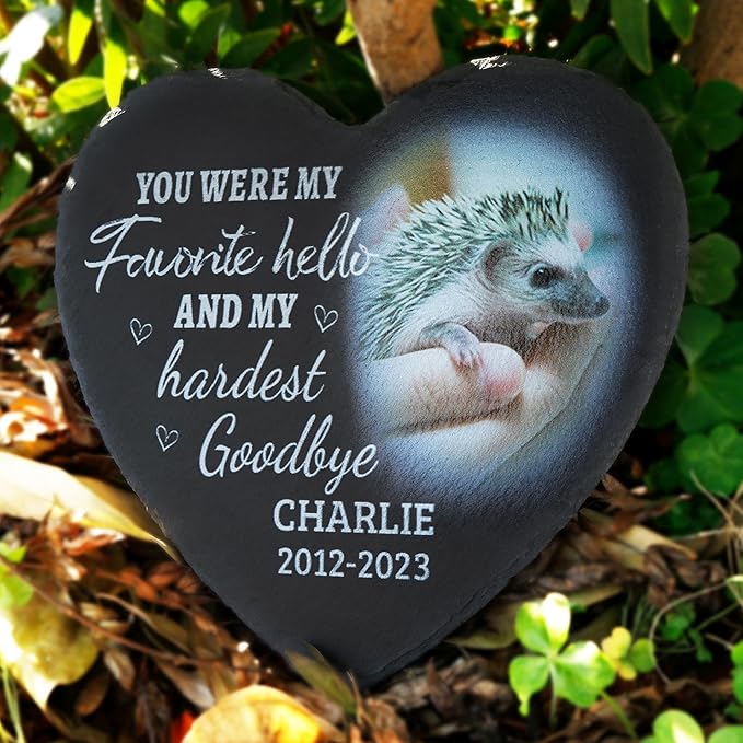 ODB Gifts for Loss of Hedgehog, Hedgehog Memorial Stone, Hedgehog Memorial Gifts, Hedgehog Loss Gifts, Hedgehog Head Stones, Hedgehog Grave Marker, Gifts for Hedgehog Lovers (Hedgehog)