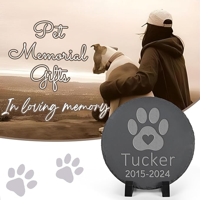 Pet Memorial Gift, Pet Memorial Stone, Sympathy Gift, Personalized Pet Memorial, Memorial Gift, Dog Memorial, Cat Memorial, Memorial Stone - Paw Print with Heart