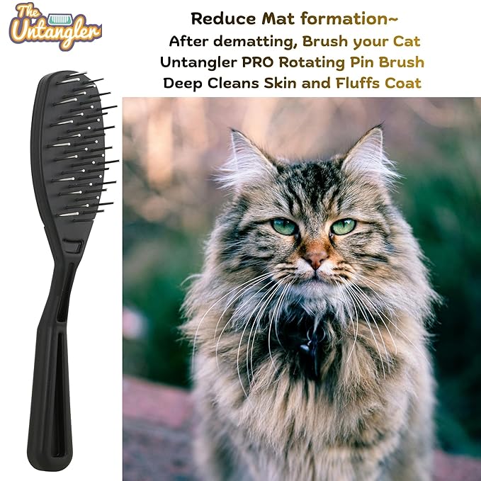 Cat Comb - 7" Dual-Spaced with Silky Smooth Rotating Teeth (White Sheen), Stainless Steel, for Cat Hair and Fur
