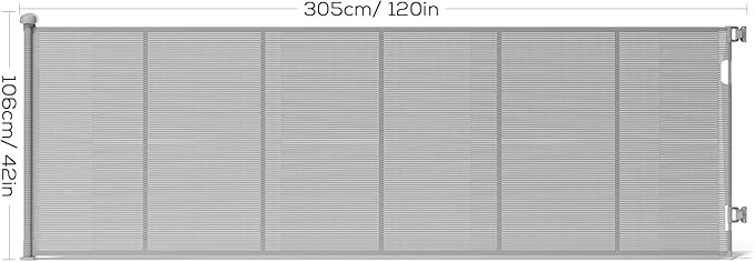 Retractable Baby Gate for Stairs, 42" Tall X 120" Wide Mesh Dog Gate Indoor, Child Gate for Doorways, Hallways, Deck, Indoor Outdoor Pet Baby Safety Essentials for Home, Gray