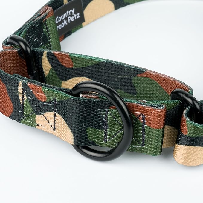 Country Brook Petz - Woodland Camo HD Martingale Dog Collar - Camouflage Collection Featuring Rugged Designs (5/8 Inch, Small)