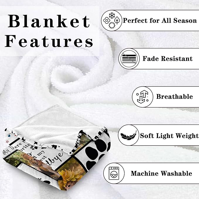 Funny DIY Personalized Pet Memorial Blanket with Photo Pet Memorial Gifts for Dogs Cats Loss of Dog Sympathy Gift Dog Bereavement Remembrance Pets Loss Gifts Custom Dogs Picture Blanket