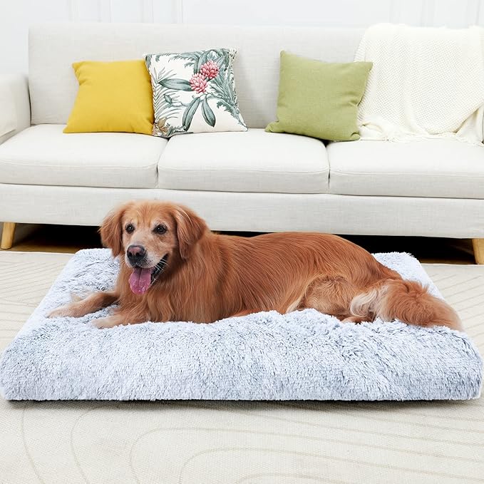 Vonabem XXXL Dog Bed Washable, Large Waterproof Pet Bed with Removable Cover, Jumbo Dog Crate Bed 54 inch, Soft Plush Pet Beds, Anti Anxiety Kennel Pad Grey