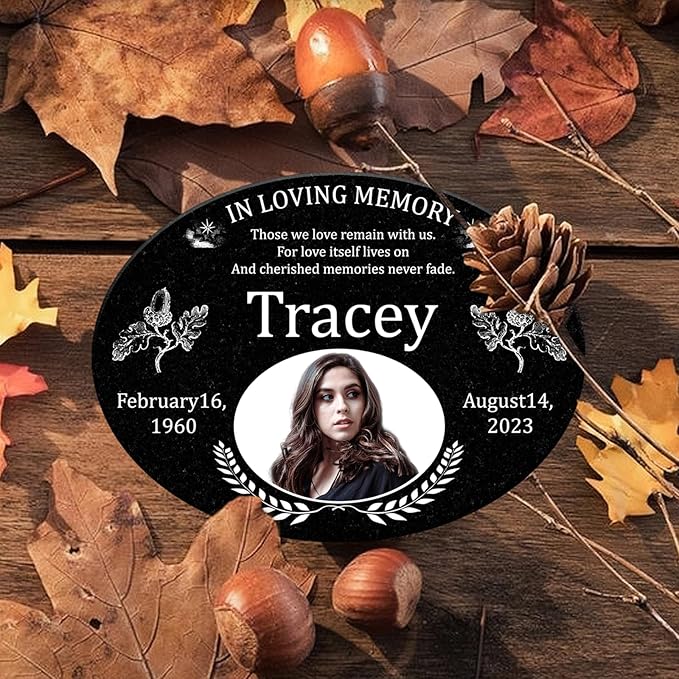 ADFSTONE Grave Markers for Cemetery for Humans- Flat Headstones for Graves, Granite Memorial Plaques Personalized, Head Stones Monuments for People, Picture Memory Plaques for Loved Ones Lost
