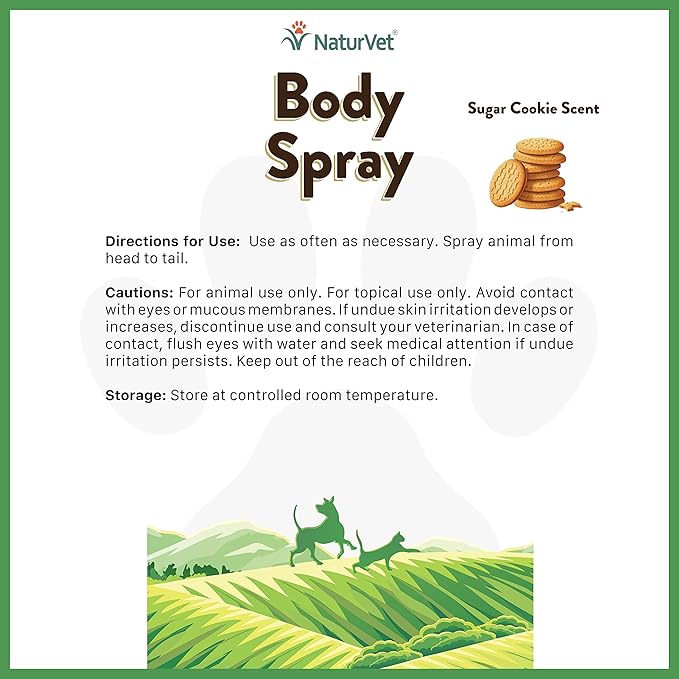 NaturVet Body Spray with Sugar Cookie Scent for Dogs & Cats 8 oz