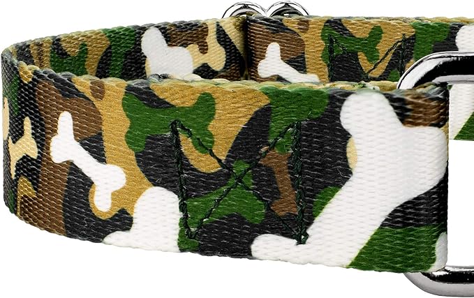 Country Brook Petz - Woodland Bone Camo Martingale Dog Collar - Camouflage Collection Featuring Rugged Designs (1 Inch, Medium)