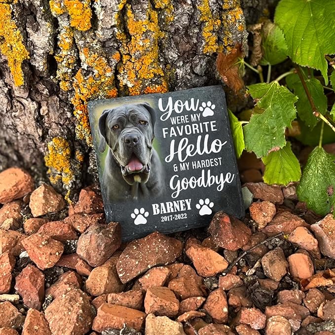 ubjva Dog Memorial Stone Dog Memorial Gifts for Loss of Dog Pet Garden Stone for Indoor Outdoor Lawn Backyard Cemetery Decorations - Style2(Color Printing)