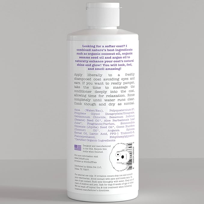 Dr. Sniff Dream Coat Dog Conditioner, Hydrating Coconut Oil Grooming Treatment, Softens Pet Hair & Moisturizes Dry Skin, Made in The USA, 13.5 Oz