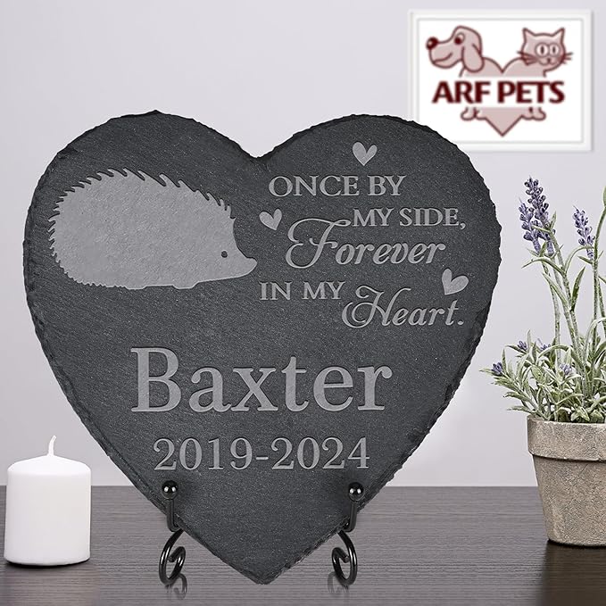 Personalized Pet Memorial, Hedgehog Memorial Stone, Hedgehog Tombstone, Hedgehog Grave Marker, Hedgehog Memorial Gifts, Hedgehog Loss - Heart-Shaped