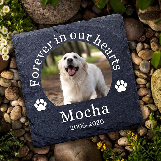 EDSG Personalized Dog Memorial Gifts for Loss of Dog Pet Memorial Gifts for Dogs Cats Memorial Stone Pet Loss Gifts Natural Slate Grave Plaque Pets Bereavement Gifts Loss of Pet Gift (Design 1)