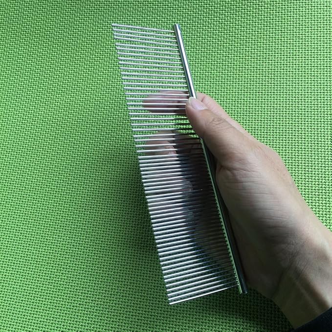 Pet Stainless Steel Grooming Comb Tool Poodle Finishing Comb Butter Comb Silver Tone