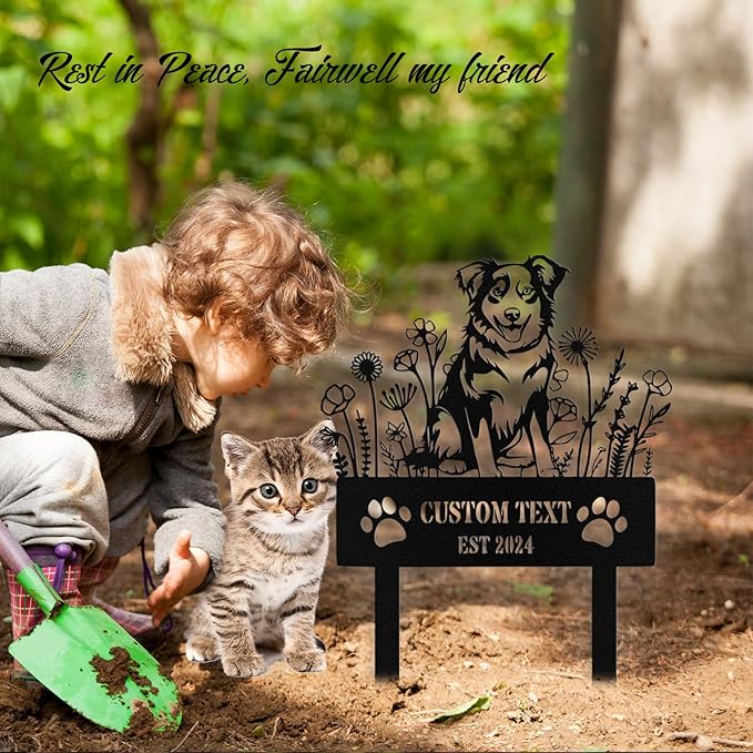Custom Dog Grave Markers Outdoor, Personalized Pet Grave Marker Stake Dog Memorial, Outdoor Weatherproof Pet Cemetery Sign, Personalized Dog Memorial Gifts for Loss of Dog