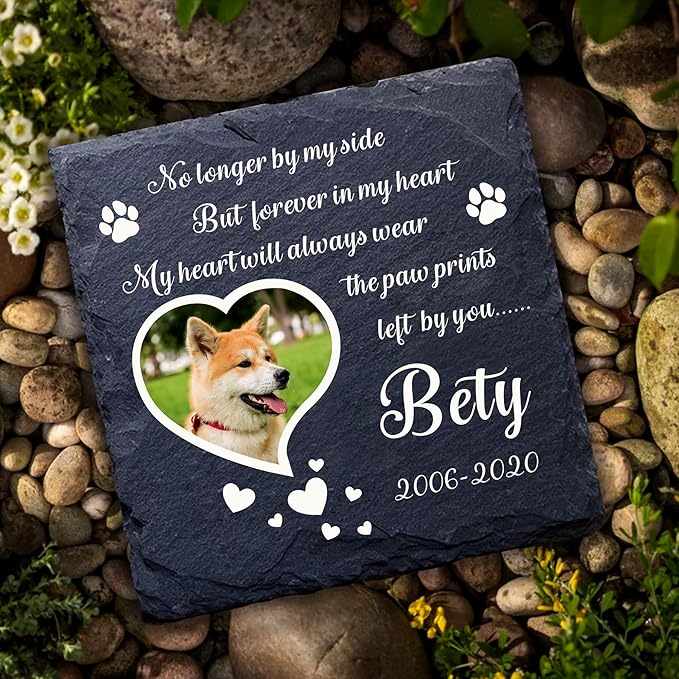 EDSG Personalized Dog Memorial Gifts for Loss of Dog Pet Memorial Gifts for Dogs Cats Memorial Stone Pet Loss Gifts Natural Slate Grave Plaque Pets Bereavement Gifts Loss of Pet Gift (Design 3)