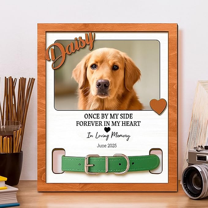 Nazenti Loss Of Dog Sympathy Gift, Personalized Cat Memorial Frame with Photo, Custom Pet Remembrance Keepsake for Grieving Pet Owners, Cat Loss Tribute Plaque, Dog Bereavement Gifts
