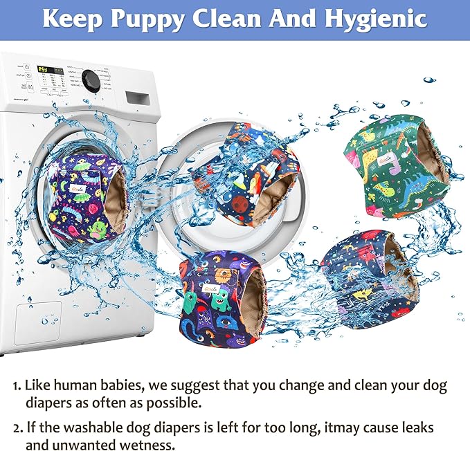 5 Pack Dog Diapers Male Reusable, Premium Belly Bands for Dogs, High Absorbing Male Dog Pee Wraps for Doggie in Incontinence or Excitable Urination and Training Cartoon XXL