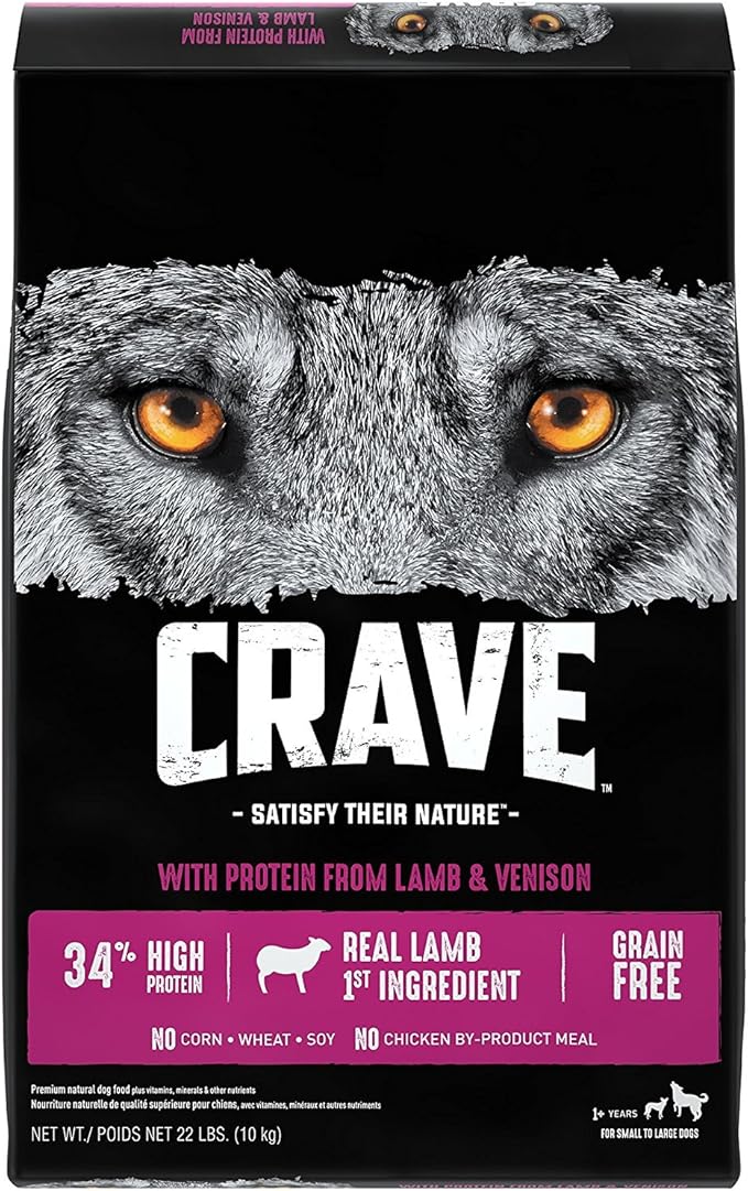 CRAVE Grain Free High Protein Adult Dry Dog Food with Lamb, 22 lb. Bag